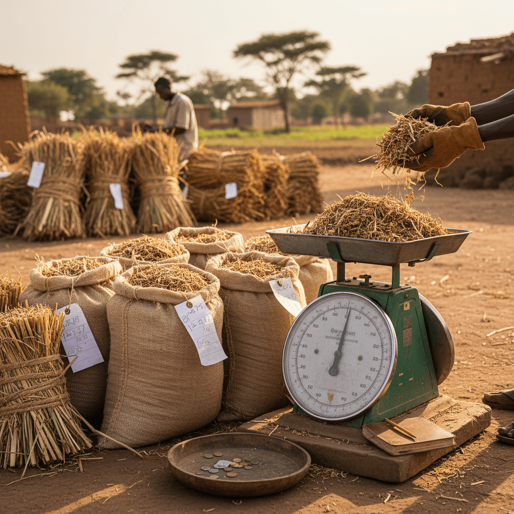Feedstock being aggregated for transport