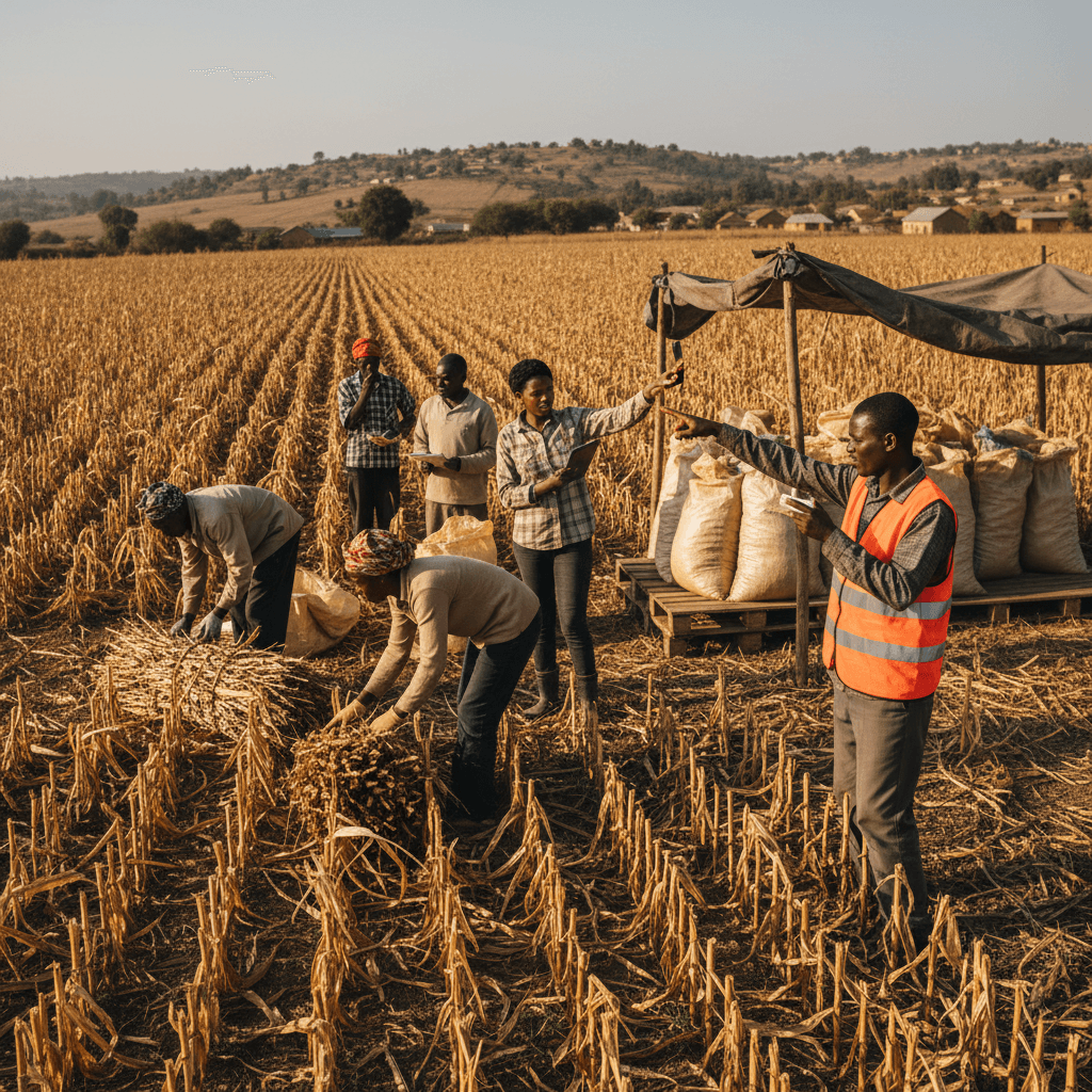 Agricultural residue collection in the field