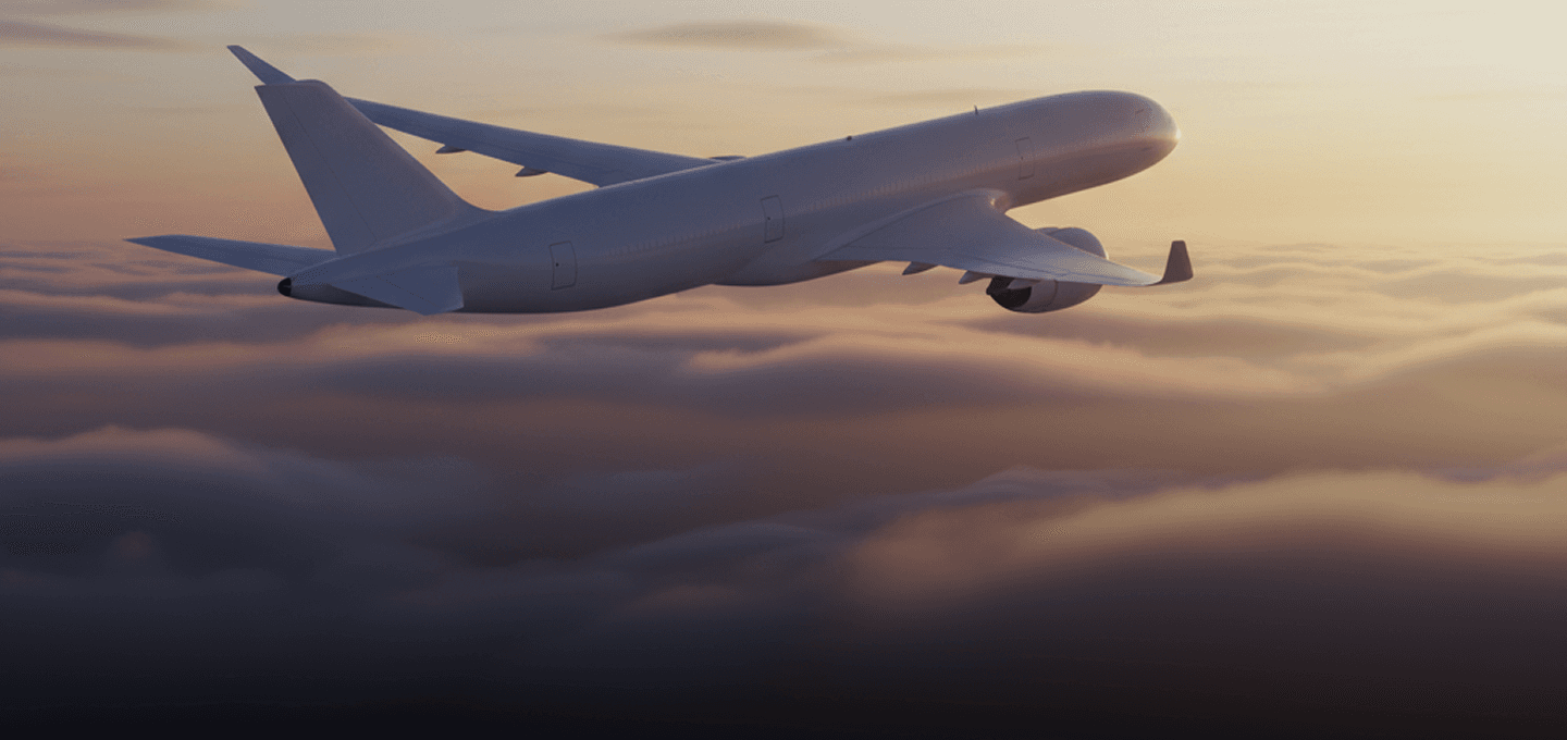 Aircraft flying above the clouds